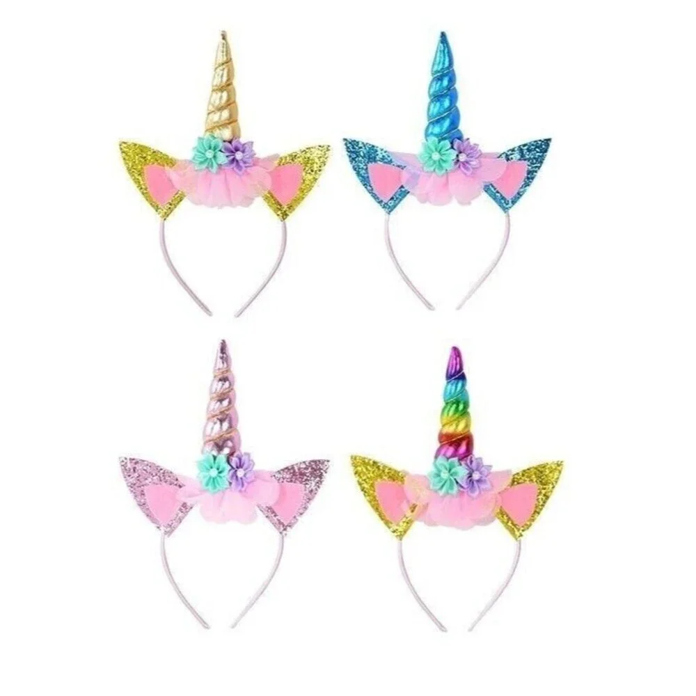 kids Unicorn Headband Halloween Hair Accessories Birthday Girl Hairband set of 4